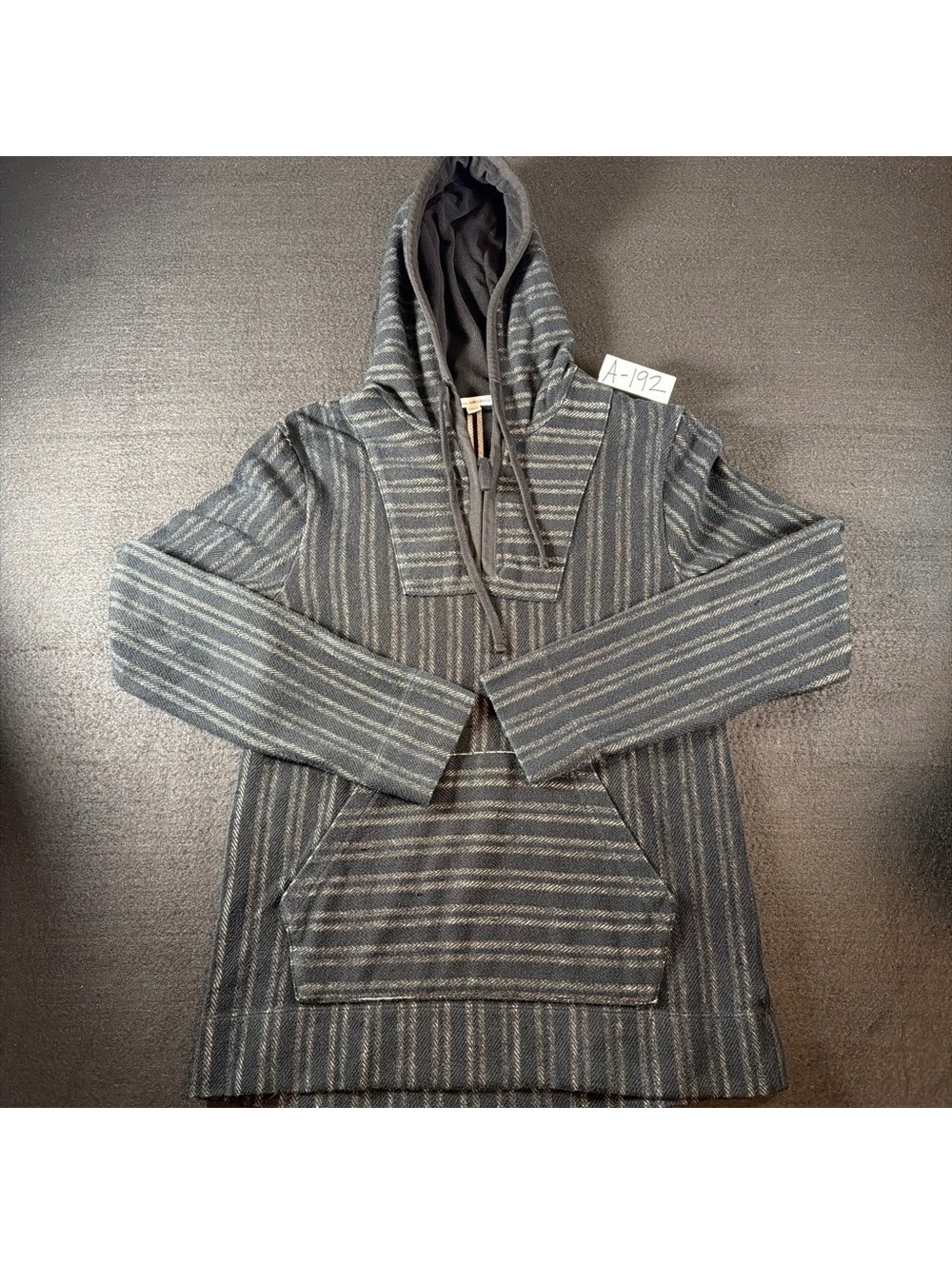 James Perse Mens Size 1 Striped Baja Hoodie Pullover Cotton Kangaroo Pocket